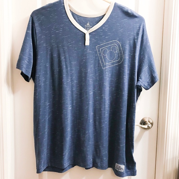 Mickey Mouse D Polo Shirt Disney Parks Denim Blue Womens Size 2X XXL Soft - Picture 3 of 10